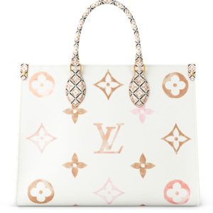 L.*V OnTheGo, Monogram coated canvas, luxury tote bag, L.*V OnTheGo Apricot, Oversized Monogram Bag