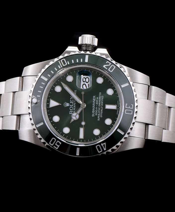 Ro.le.x Stainless Steel Submariner Watch Green