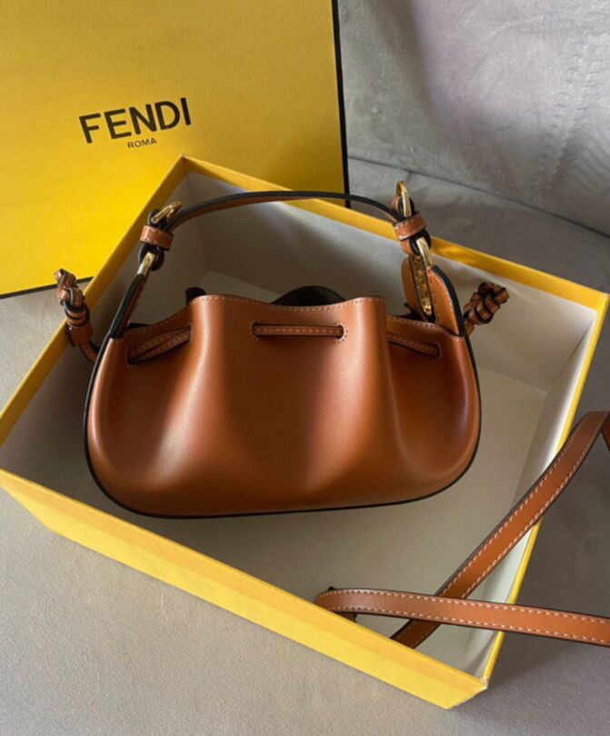 Fen.di Pomodorino Leather Mini Bag 8BS059 Coffee