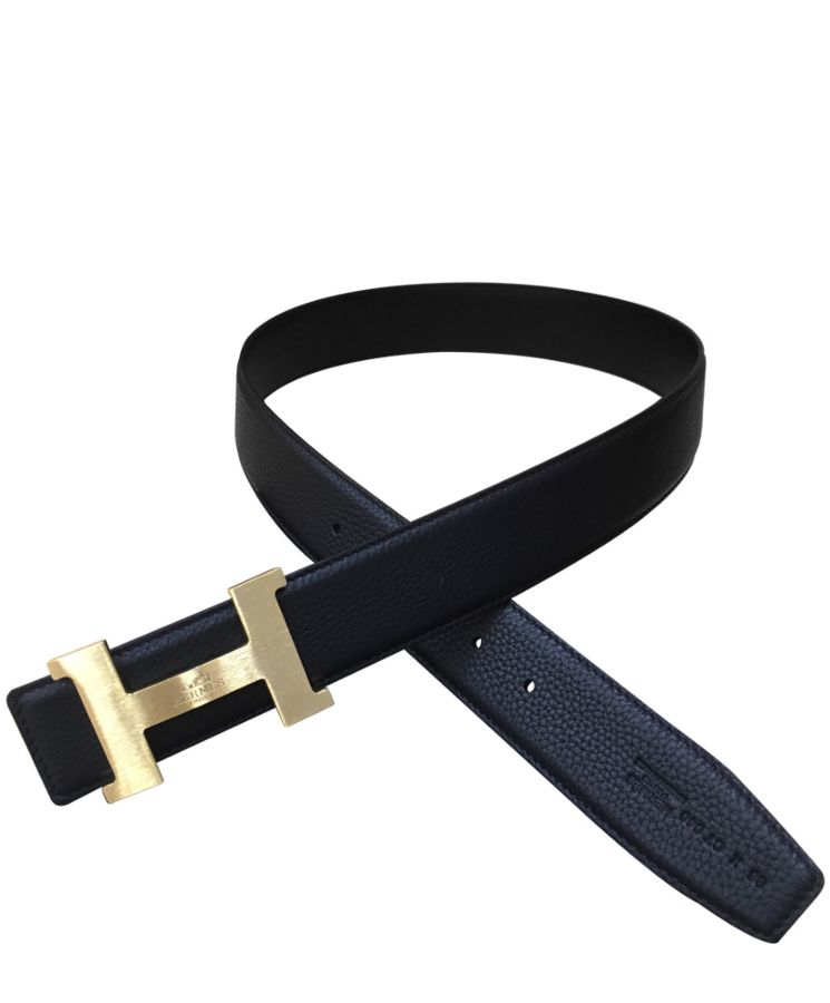 Her..mes Men’s H belt buckle & leather strap Black