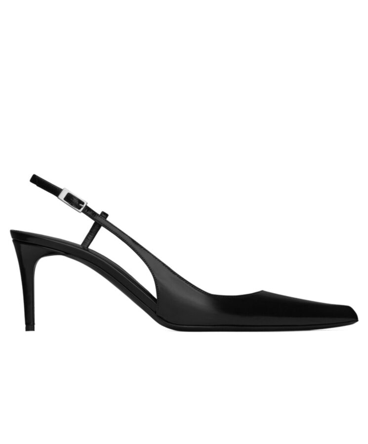 Saint.Lau.rent Women’s Vendome Slingback Pumps In Glazed Leather Black