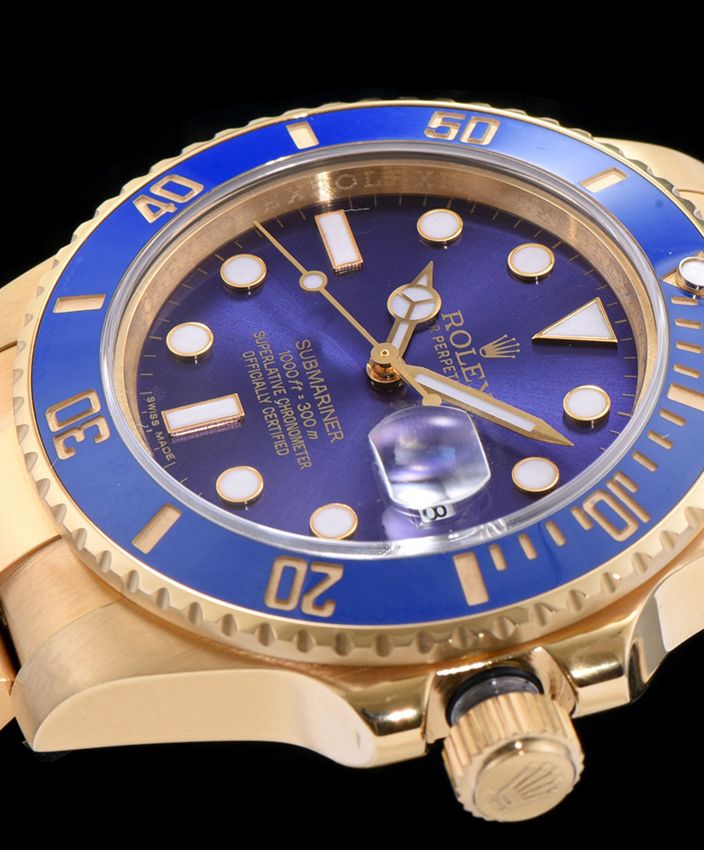 Ro.le.x Gold Submariner Watch Blue