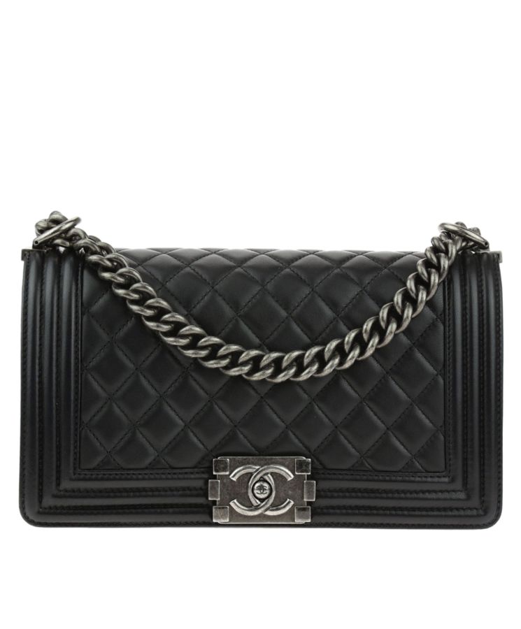 Cha.nel Lambskin Boy Bag A67086 Black