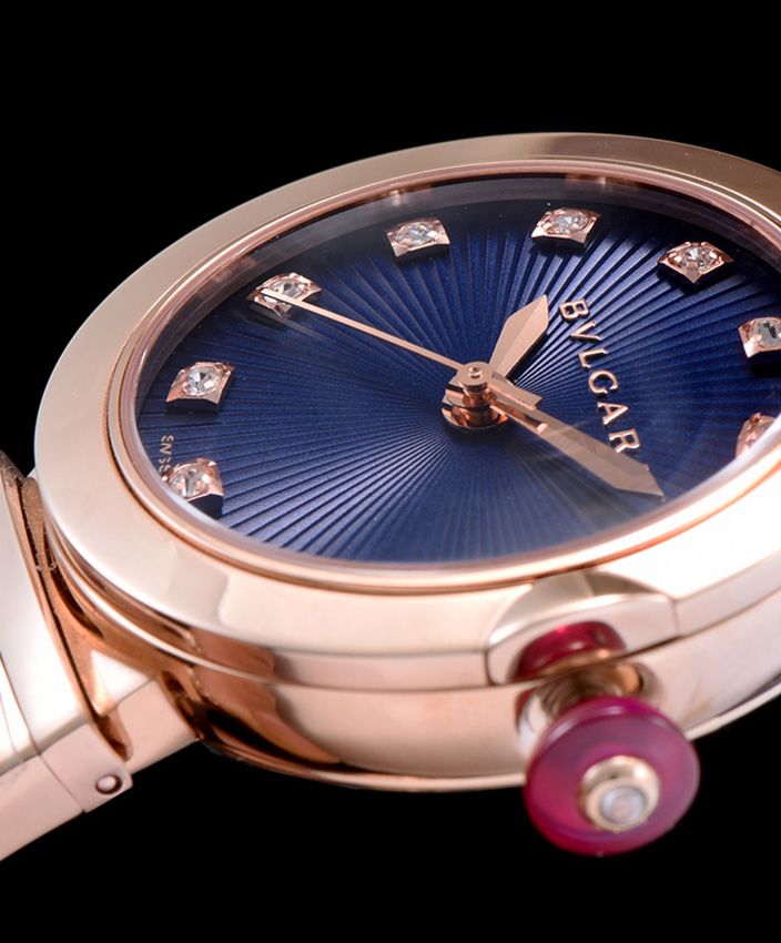 Bul.gary golden stainless, Diamond watch blue, Luxury Timepiece