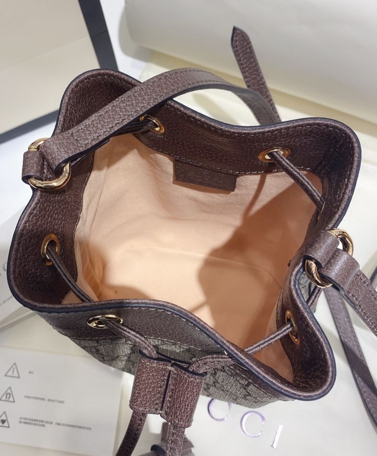 G.U.C.C Ophidia Mini GG Bucket Bag 550620 Dark Coffee