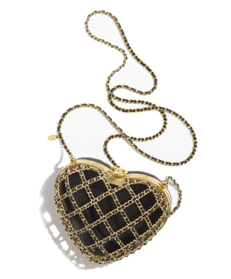 Cha.nel Heart Minaudiere AS4027 Black