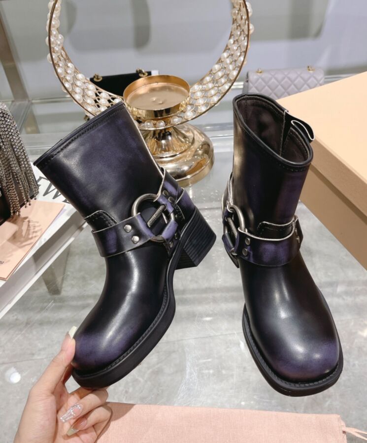 Miu*miu Women’s Vintage-look, Leather Booties Black, Vintage Leather Boots, Miu Miu, Women's Footwear