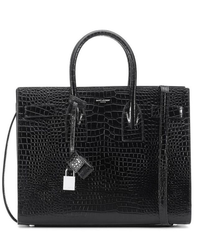 Saint.Lau.rent Sac De Jour Croc-embossed Leather Cross-body Bag Black