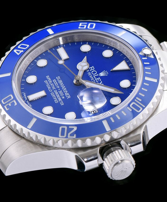 Ro.le.x Stainless Steel Submariner, Luxury Watch, Stainless Steel Watch, Blue Submariner