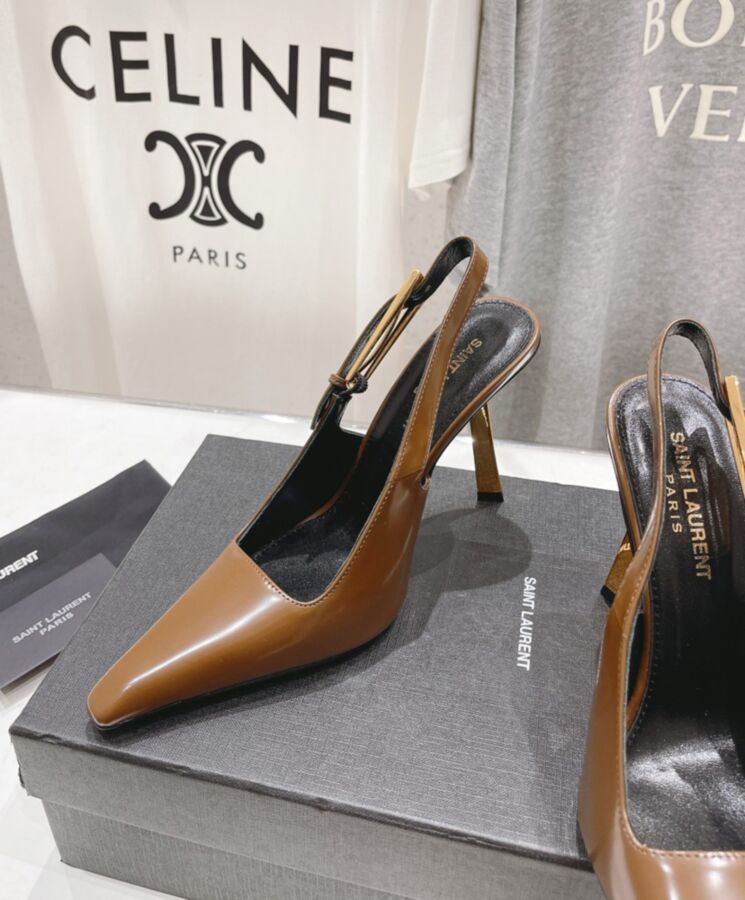 Saint.Lau.rent Women’s Lee Slingback Pumps In Glazed Leather