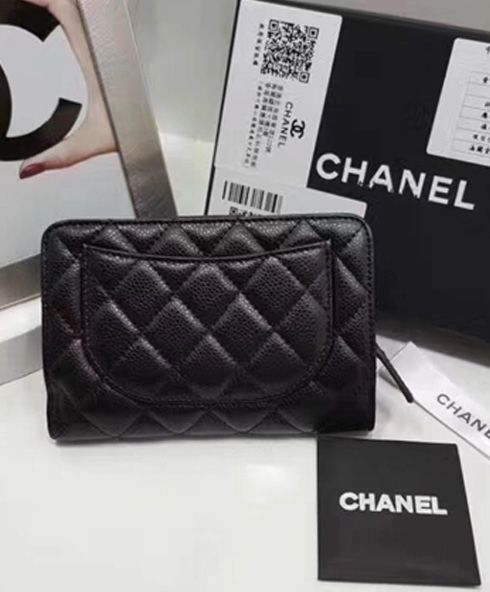 Cha.nel Caviar Quilted, Luxury Wallet, Black Wallet, Quilted Wallet, Caviar Leather