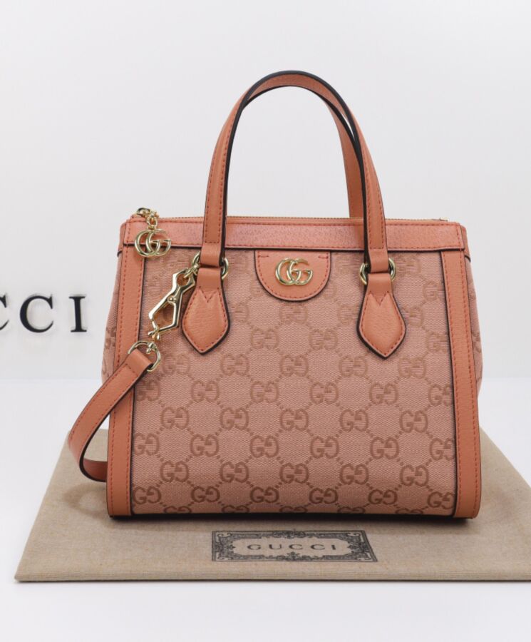 G.U.C.C Ophidia GG, GG Canvas, Pink Tote Bag, Rose Gold Hardware, Luxury Accessory