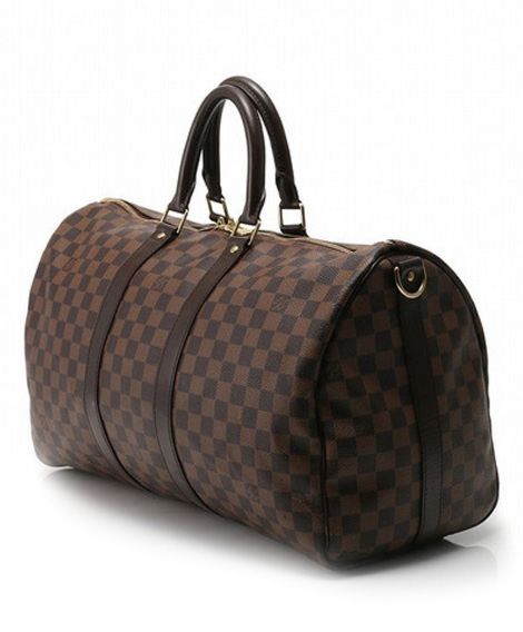 L.*V Keepall, Luxury Travel Bag, Damier Ebene Canvas, Overnight Duffle Bag