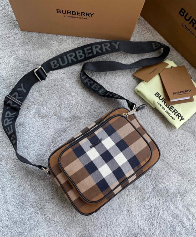 Bur.berri Check Cotton Crossbody Bag Coffee