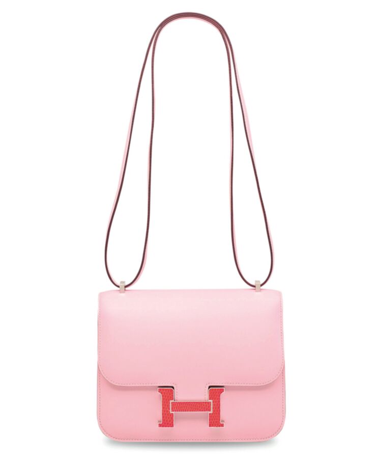 Her..mes Constance 18 Mini Bag Swift Leather Lizard Buckle Pink