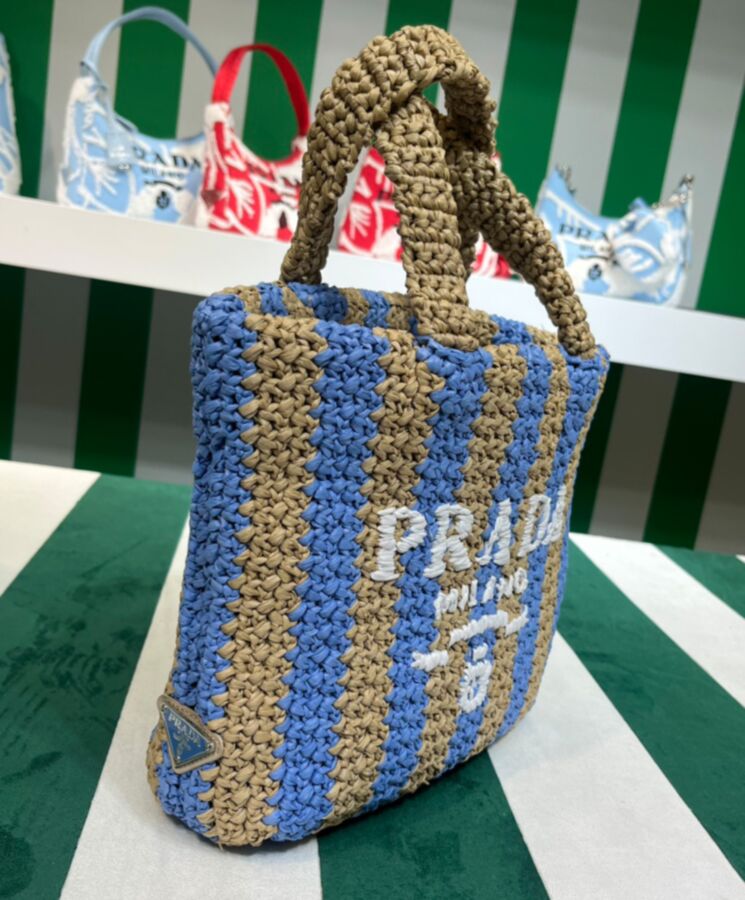 Pra.-da Small Raffia Tote Bag