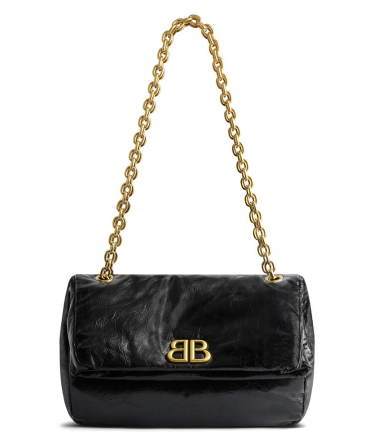 Balen.ciaga Monaco Small Chain Bag Black