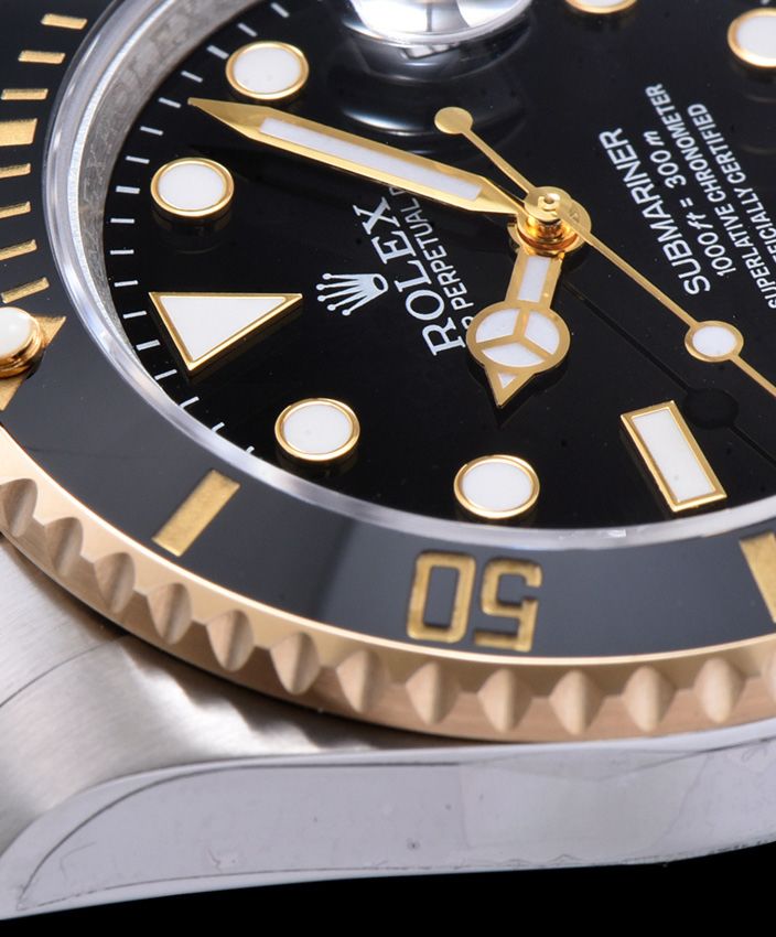 Ro.le.x Submariner Two Tone Oyster Perpetual Watch Black