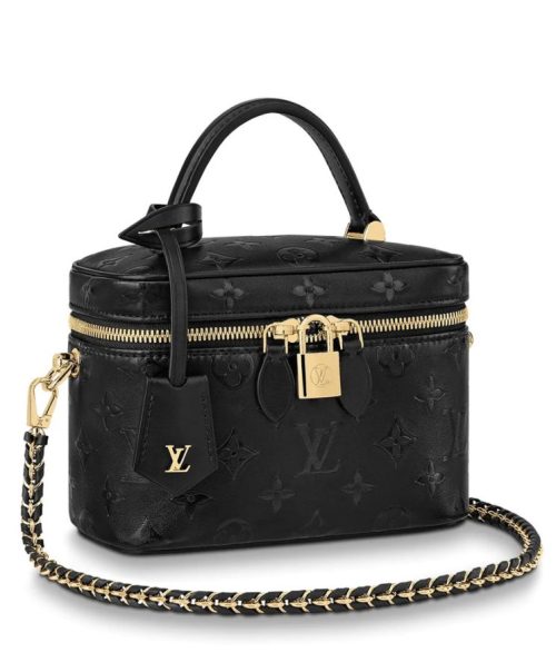 L.*V Vanity PM M57118, Black Embossed Lambskin, Luxury Compact Handbag, Fall-Winter 2020