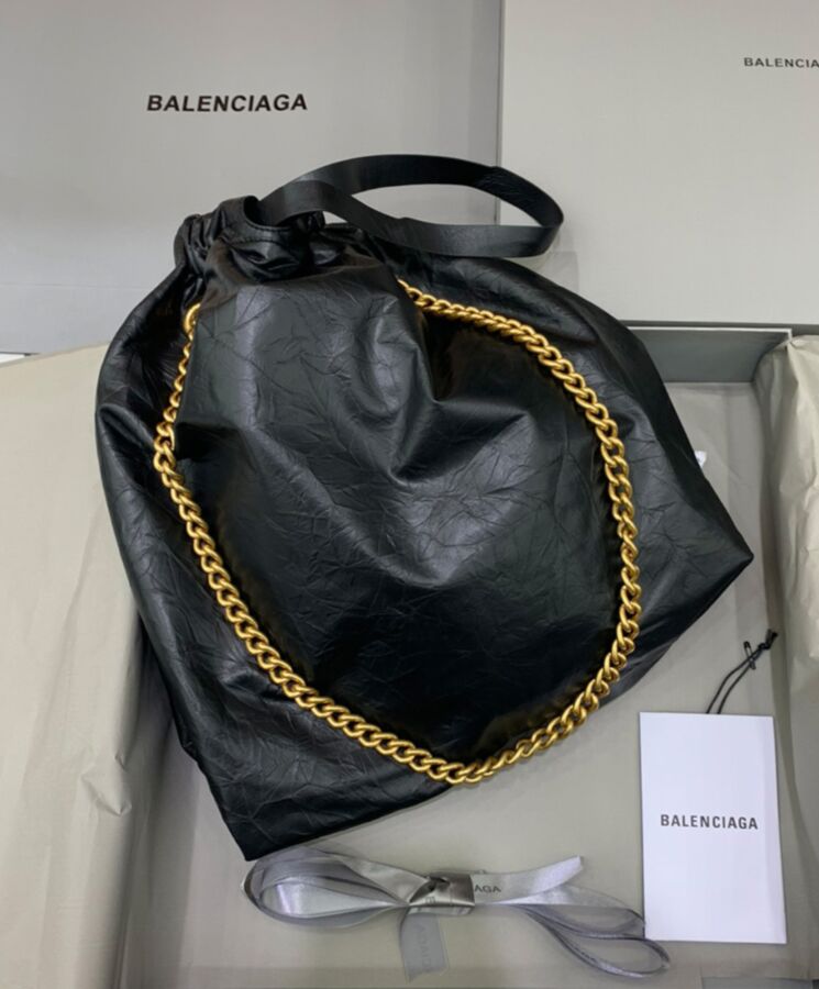 Balen.ciaga Crush Medium Tote Bag Black