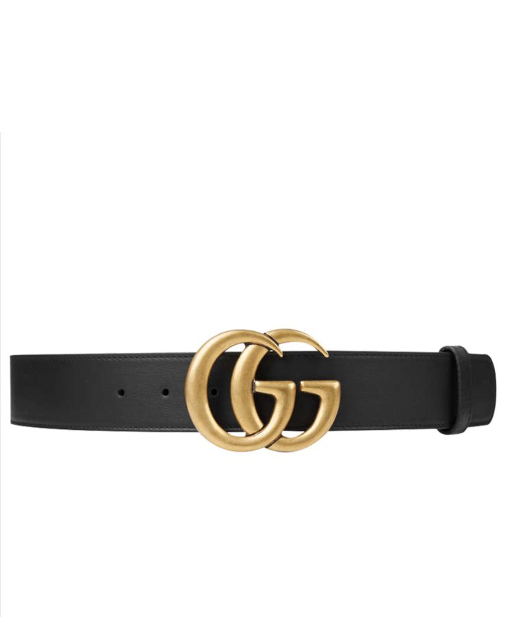 G.U.C.C Leather belt with double G buckle for man Black