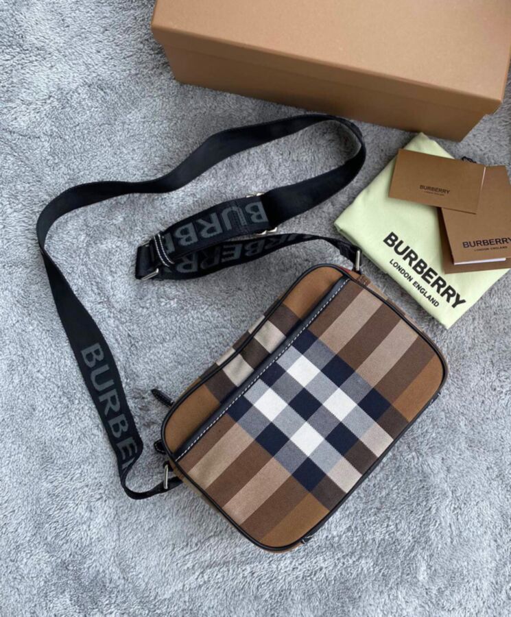 Bur.berri Check Cotton Crossbody Bag Coffee