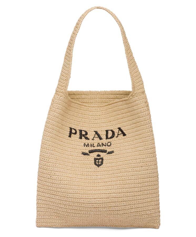 Pra.-da Crochet Tote Bag 1BC182 Apricot