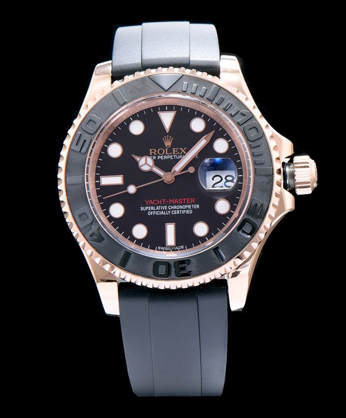 Ro.le.x Yacht Master Automatic Watch with Plastic Bracelet Black