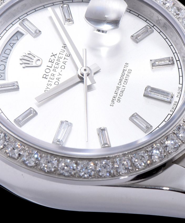 Ro.le.x Stainless Steel President Watch With Diamond White