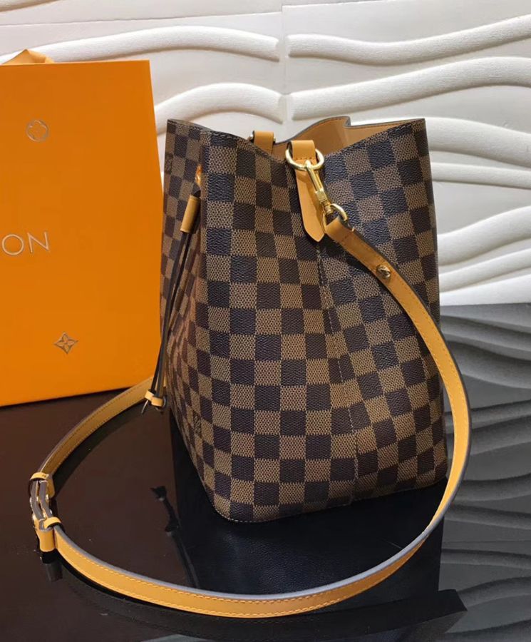 L.*V NeoNoe, Damier Ebene Canvas, Luxury Bucket Bag