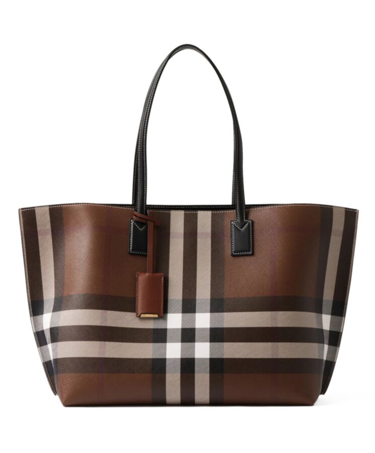 Bur.berri Checked Tote Bag Dark Coffee