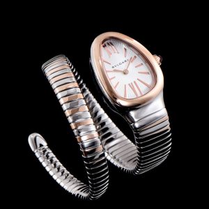 Bvl.gar 18ct pink-gold watch, stainless steel luxury watch, quartz movement timepiece