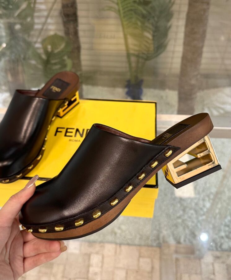 Fen.di Women's Baguette, Baguette Show 8Z8376, Leather Baguette Clog, Luxury Footwear.