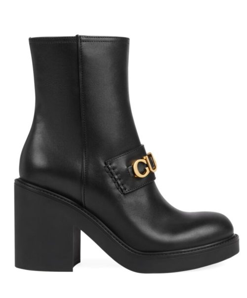 G.U.C.C Women's Boot, Luxury Leather Boot, Black G.U.C.C Boot, G.U.C.C Script Logo Boot, G.U.C.C Ankle Boot