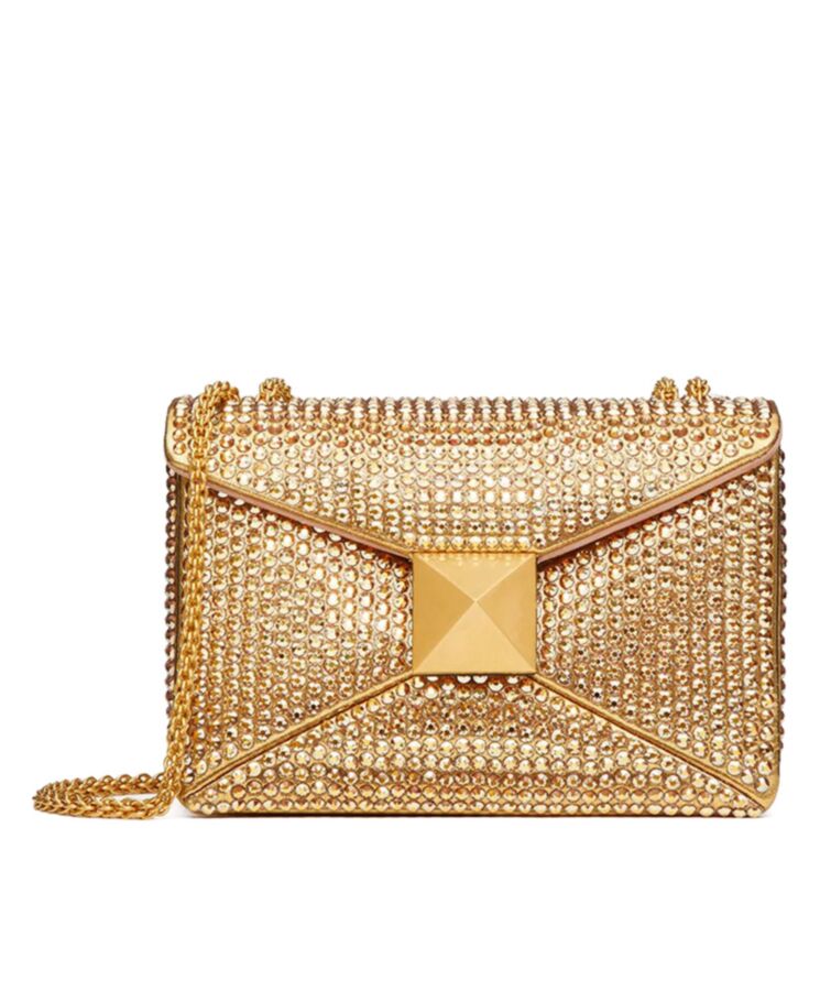 Valen.tino One Stud Embroidered Bag With Chain