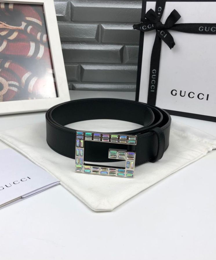 G.U.C.C Women’s Leather belt with Square G buckle 550106 Black