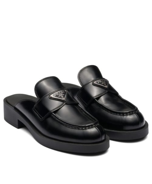 Pra.-da Women's Brushed Leather Mules, Pra.-da Women's Footwear, Black Leather Mules