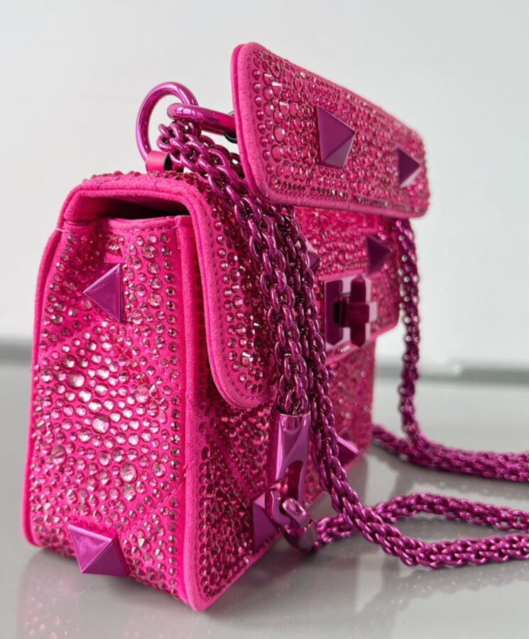 Valen.tino Small Roman Stud The Shoulder Bag And Chain With Sparkling Embroidery