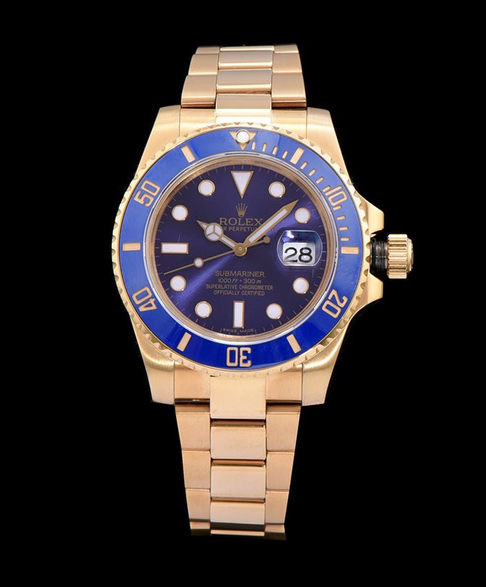 Ro.le.x Gold Submariner Watch Blue