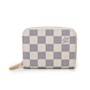 L.*V Zippy, Damier Canvas Wallet, Luxury Coin Purse, N63069 White Wallet