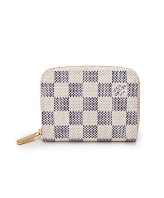 L.*V Zippy, Damier Canvas Wallet, Luxury Coin Purse, N63069 White Wallet