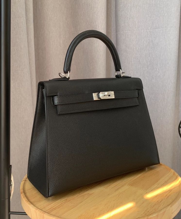 Her..mes Kelly Bag 25 Epsom Leather Black