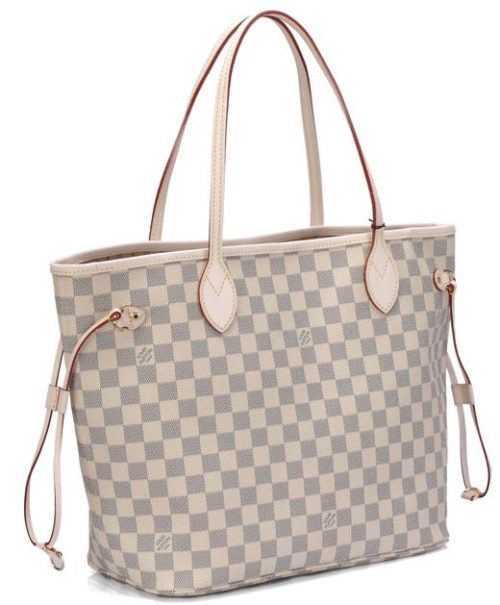 L.*V Damier, Damier Azur Canvas, Neverfull MM N51107 White, luxury bag, premium quality