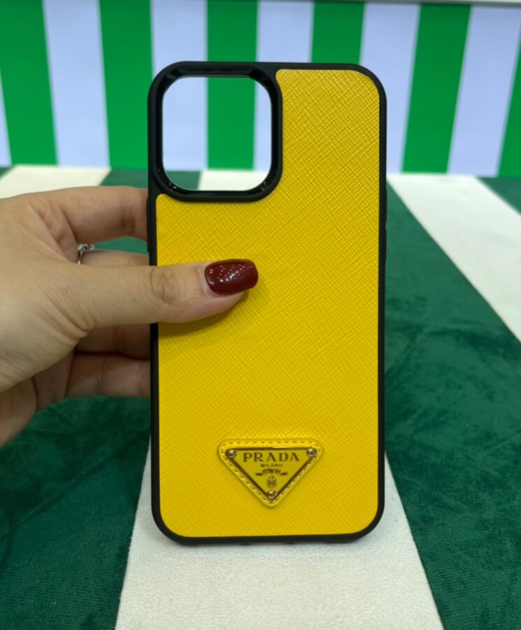 Pra.-da Saffiano Cover For IPhone 1ZH131 Yellow