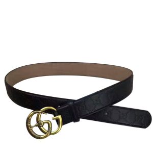 G.U.C.C Signature Leather Belt, Double G buckle, Snake Design, Luxury Accessory