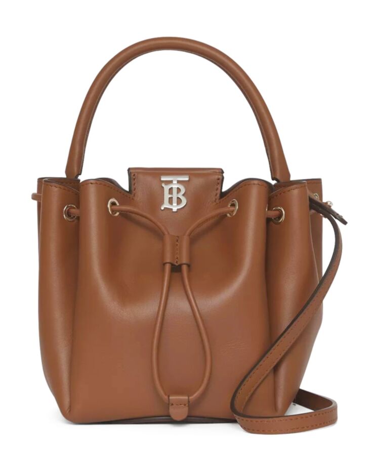 Bur.berri Monogram Motif Leather Bucket Bag