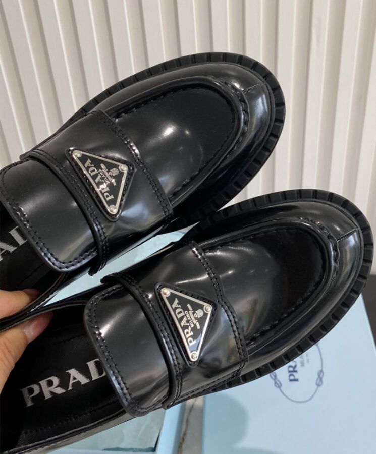 Pra.-da Women’s Monolith, Brushed Leather Loafers, Luxury Footwear, Women's Loafers, High-Quality Leather Shoes