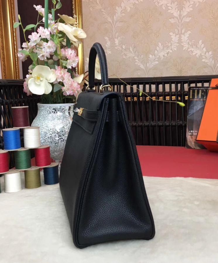 Her..mes Kelly Bag 35 Togo Leather Black