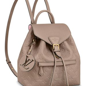 L.*V Exclusive, Montsouris Backpack M45205, Monogram Empreinte, vintage-style golden buckle, L.*V charm, embossed leather backpack.