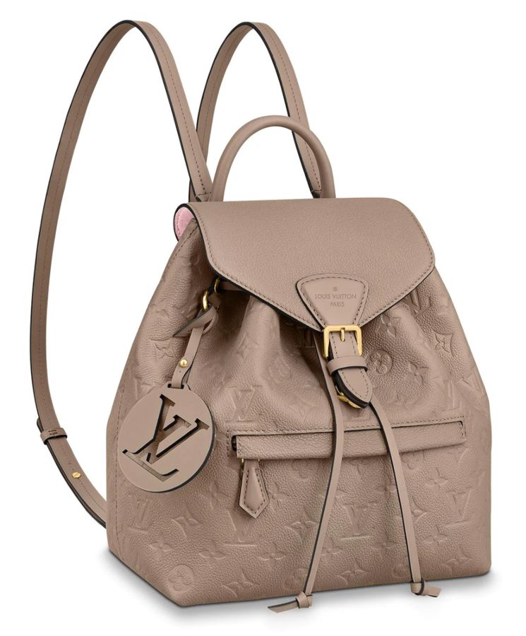 L.*V Exclusive, Montsouris Backpack M45205, Monogram Empreinte, vintage-style golden buckle, L.*V charm, embossed leather backpack.